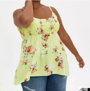 Torrid 2x Babydoll Challis Smocked Cami